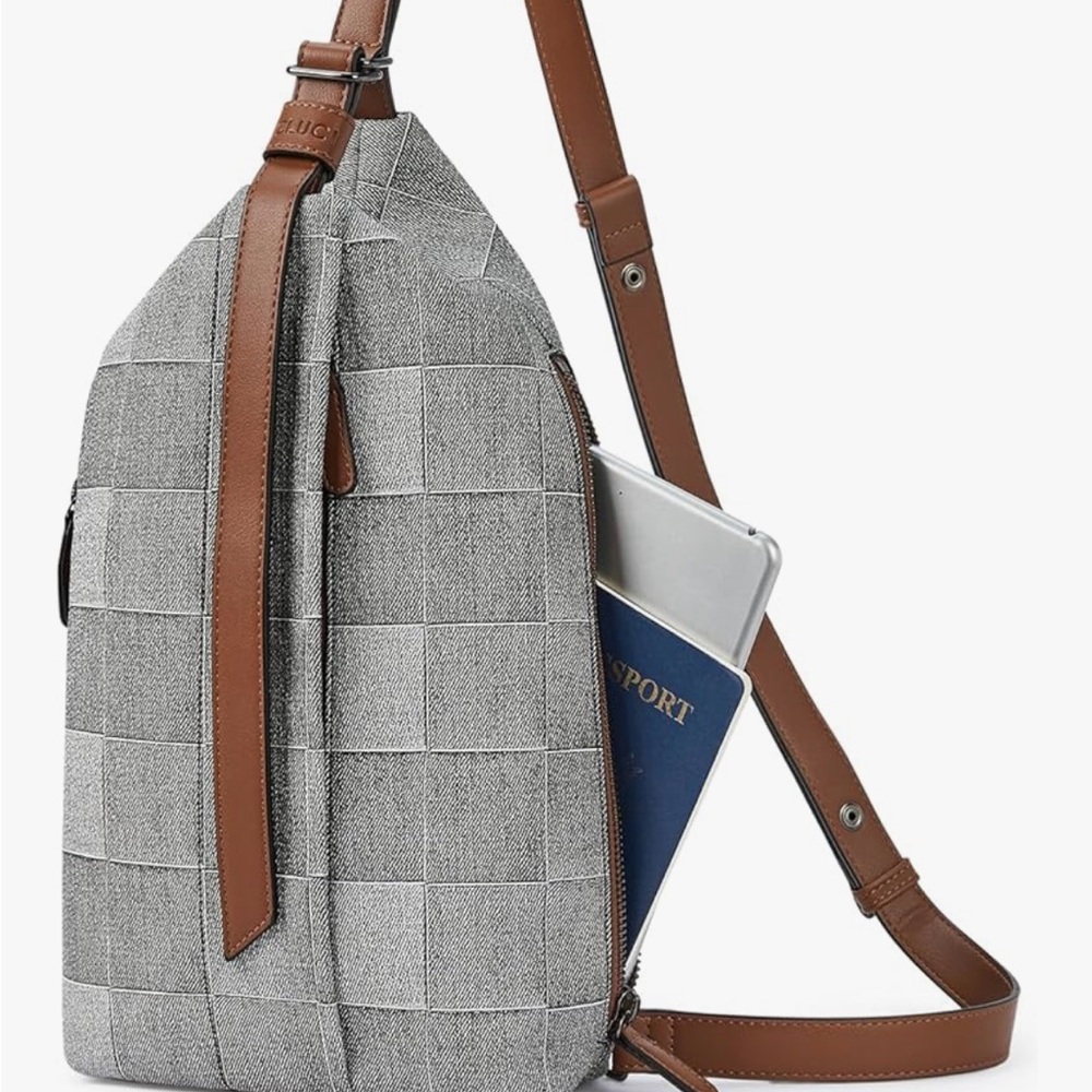 NWT Denim and Brown Cross Body Travel Bag